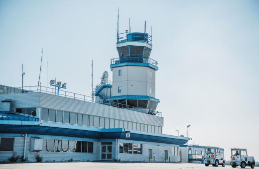 The image depicts the yellowknife airport terminal